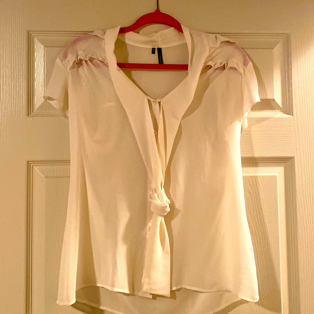 Cream blouse see through rayon material size L